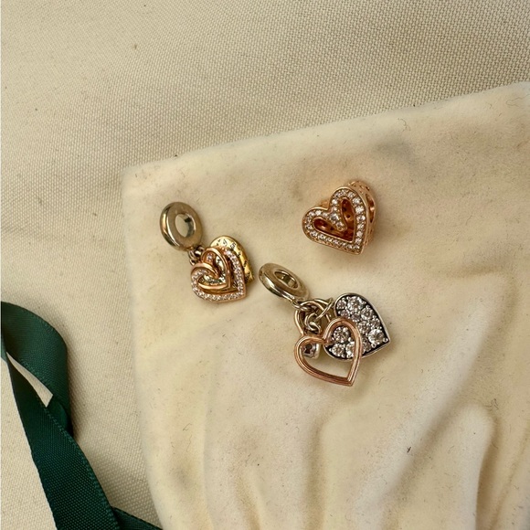 Authentic Pandora charms lot of 3 Gold rose used - Picture 2 of 2